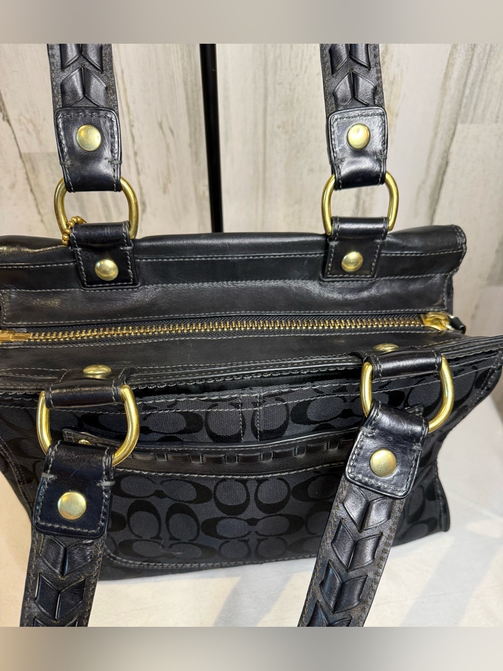 Coach Legacy Bleeker 2007 11435 Black Jaquard Black leather trim Matching Wallet - Picture 6 of 13